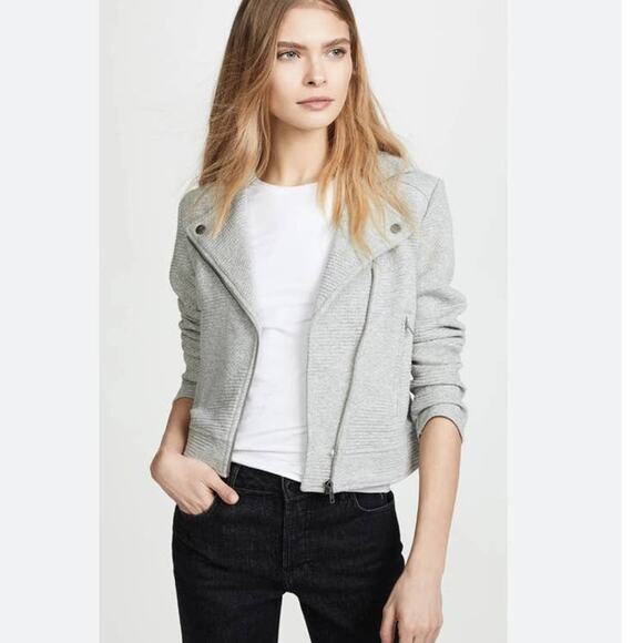 cupcakes & cashmere Jackets & Blazers - Cupcakes and Cashmere Womens size XS Wesley Moto Ribbed Gray Asymmetrical Jacket
